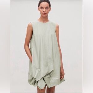 COS Sage Green Maxi Balloon Dress with Side Pockets